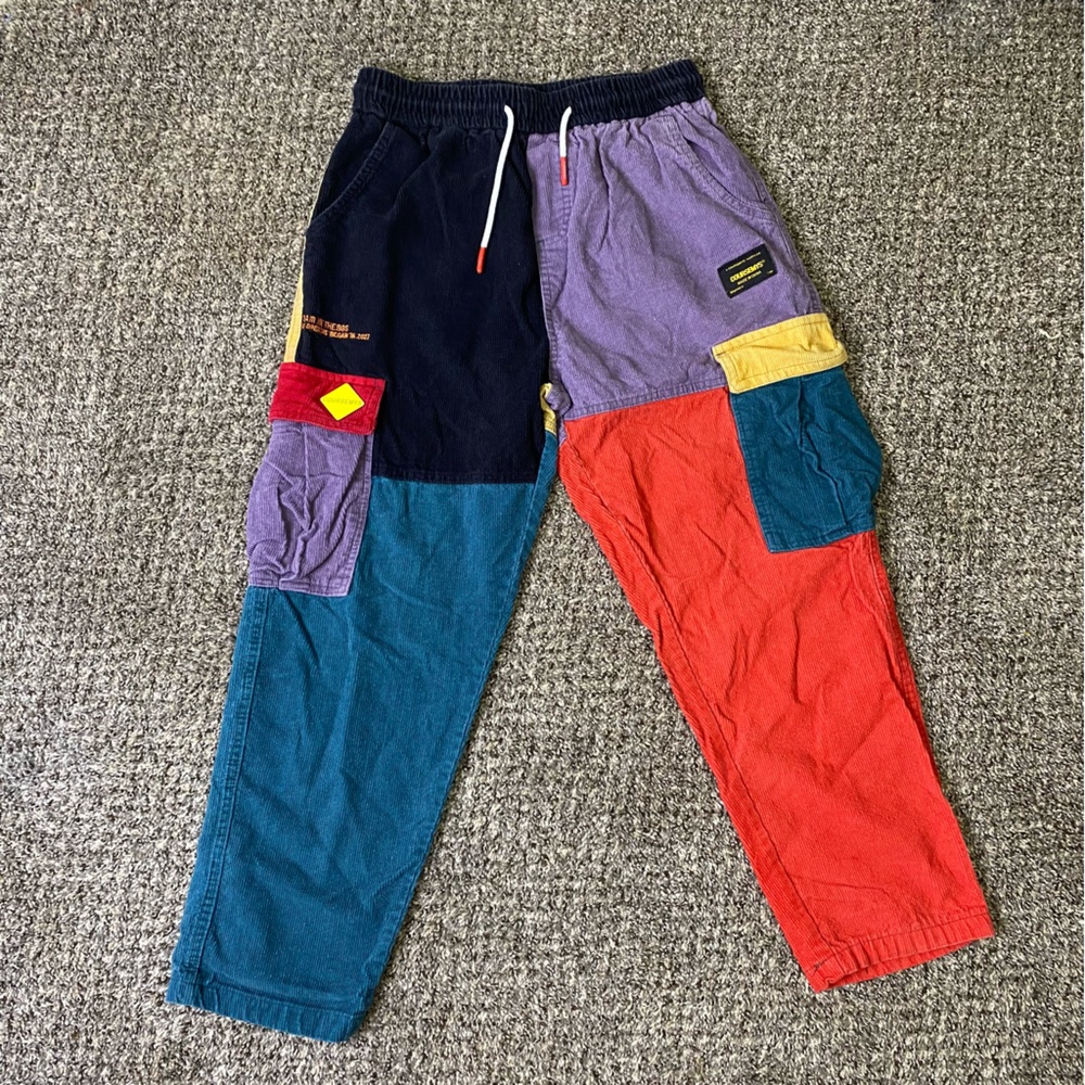 Stussy x Coursemys Hight Street Velvet Corduroy Patchwork Cargo Pants Size XL